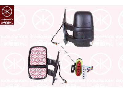 Exterior Mirror, Left, for electric mirror adjustment, Short mirror arm, with thermo sensor, with indicator, Heatable, Convex
