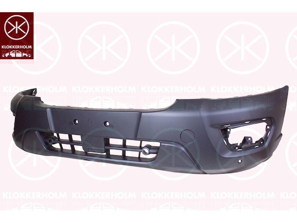 Bumper, Front, black, with hole(s) for park distance control, Lower Section, Number of bores: 2
