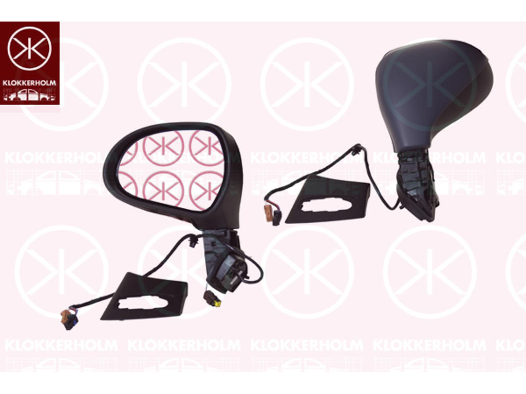 Exterior Mirror, Left, for electric mirror adjustment, with hole for direction indicator, w/primer, Heatable, Convex