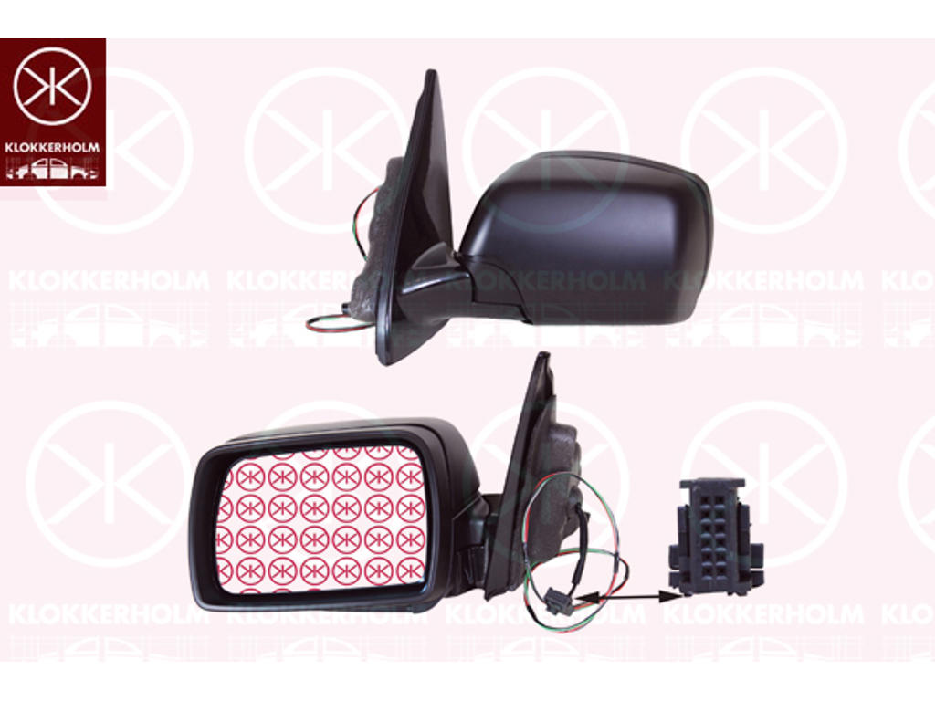 Exterior Mirror, Right, for electric mirror adjustment, Number of pins: 5, Heatable, Blue-tinted, Aspherical