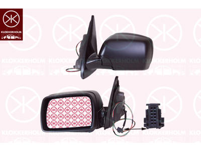 Exterior Mirror, Right, for electric mirror adjustment, Number of pins: 5, Heatable, Blue-tinted, Aspherical