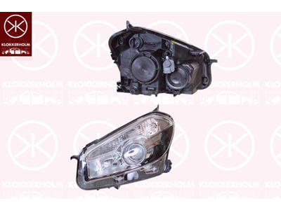 Headlight, HELLA, H7/H7, with motor for headlamp levelling, Left, Illuminance [lx]: 17.5