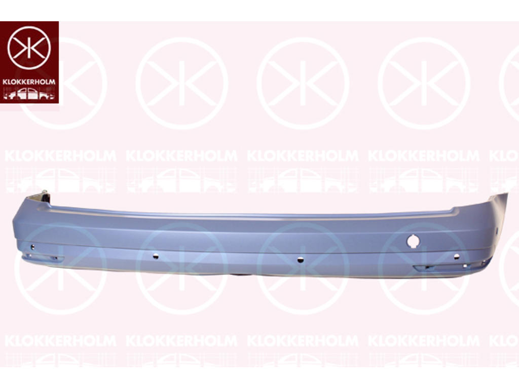 Bumper, w/primer, Rear, with hole(s) for park distance control, Trim Level: LANG MODEL