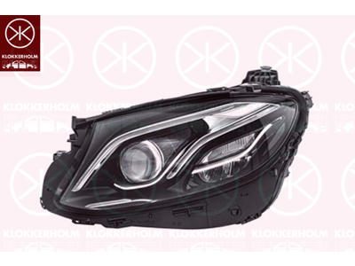 Forlygte, højre, LED, med skrift: Multibeam LED, uden skrift: Mercedes Benz, uden LED-styreenhed til blinklys, uden LED-styreenhed til nær-/fjernlys, uden LED-styreenhed til køre-/nærlys, Hella