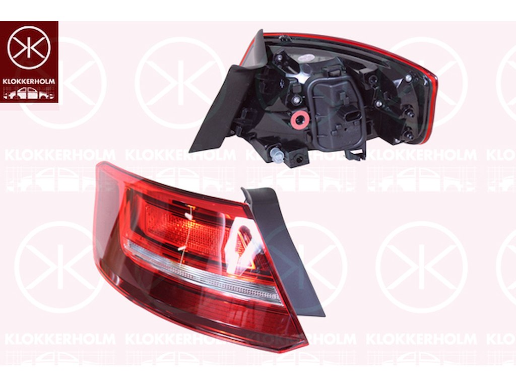 Tail Light Assembly, 5-drs, Right, Outer section, with bulb holder, Hella