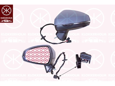 Exterior Mirror, Left, for electric mirror adjustment, Electronically foldable, Number of pins: 12, Heatable, w/primer, Aspherical