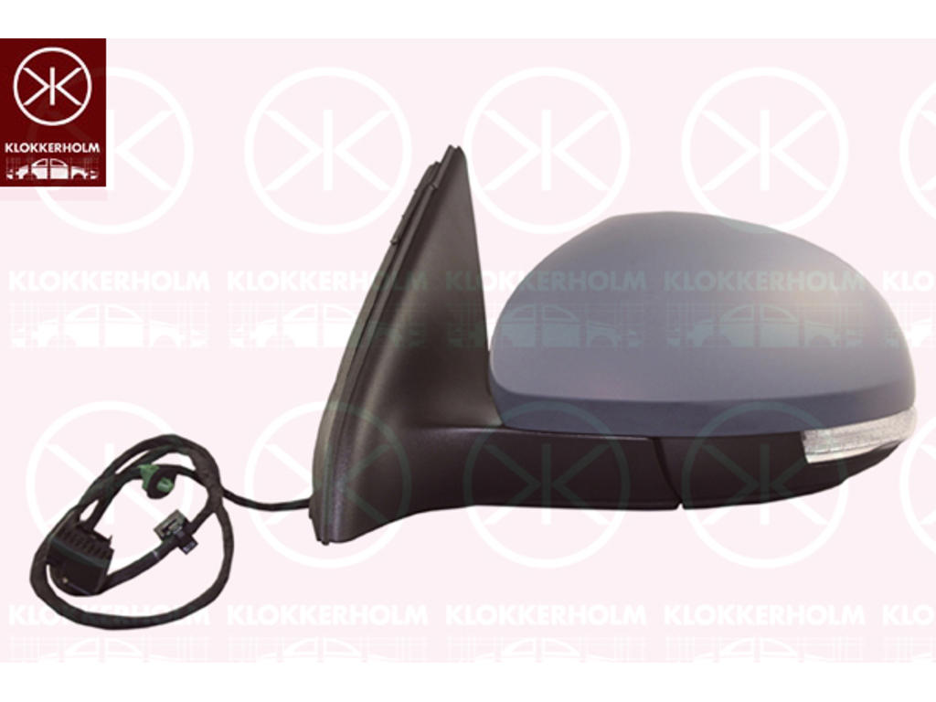 Exterior Mirror, Right, Number of pins: 6, for electric mirror adjustment, with indicator, Heatable, Convex, w/primer