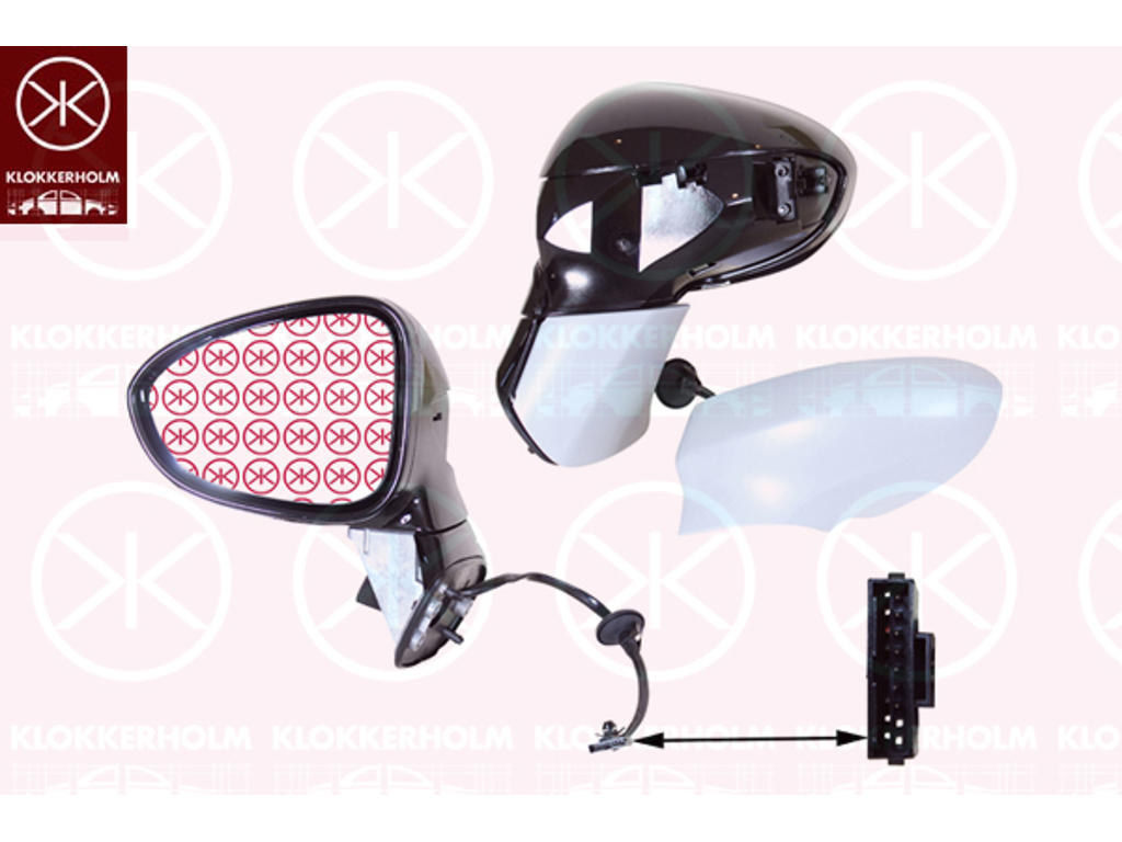 Exterior Mirror, Left, for electric mirror adjustment, Electronically foldable, Number of pins: 7, Heatable, Aspherical, w/primer