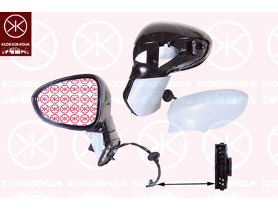 Exterior Mirror, Left, for electric mirror adjustment, Electronically foldable, Number of pins: 7, Heatable, Aspherical, w/primer