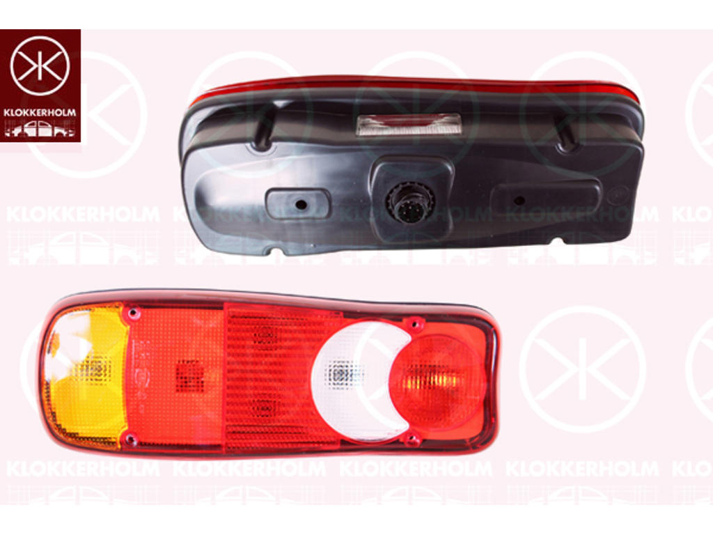 Tail Light Assembly, Left, with number plate light, with bulb holder, Number of pins: 7