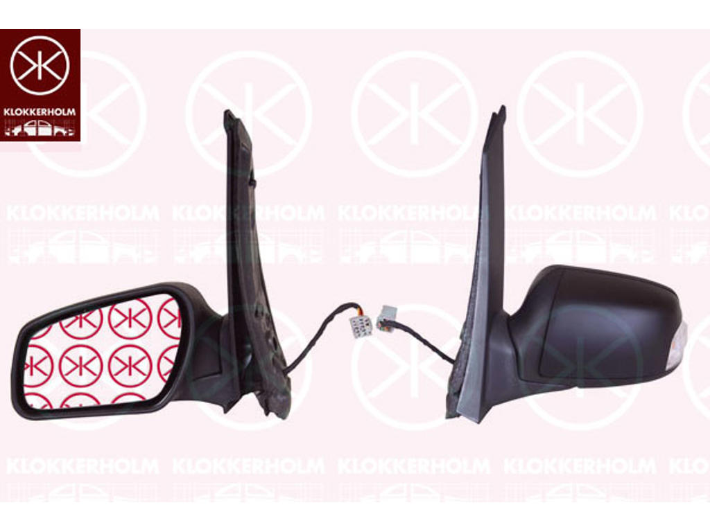 Exterior Mirror, w/primer, with reading light, with indicator, for electric mirror adjustment, Convex, Heatable, Right, Number of pins: 8, Vehicle Equipment Line/Variant: Ghia, Titanium