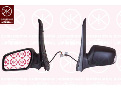 Наружное зеркало, с грунтовкой, с лампой для чтения, с мигающим огнем, для электроуправления зеркал, выпуклый, обогреваемый, справа, Количество втычных контактов: 8, Вариант комплектации автомобиля: Ghia, Titanium