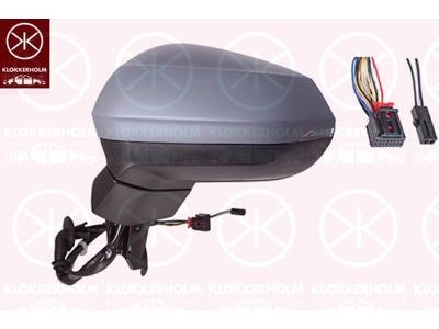 Exterior Mirror, Left, for electric mirror adjustment, Number of pins: 8, with indicator, Electronically foldable, Heatable, w/primer, Aspherical