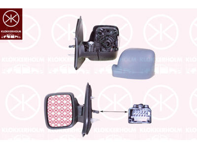 Exterior Mirror, Left, for electric mirror adjustment, with indicator, Number of pins: 8, w/primer, Heatable, Convex