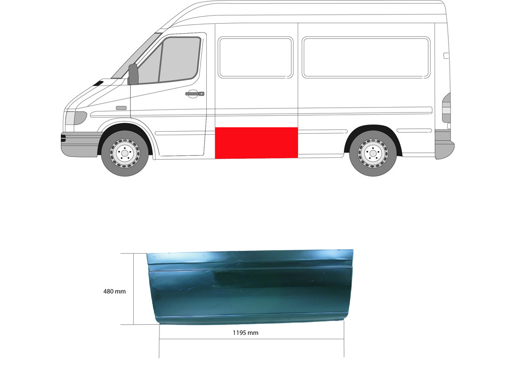 Quarter Panel, Left, Repair Panel, Lateral Panel, Lower Section, Height [cm]: 48, Length [cm]: 118.5