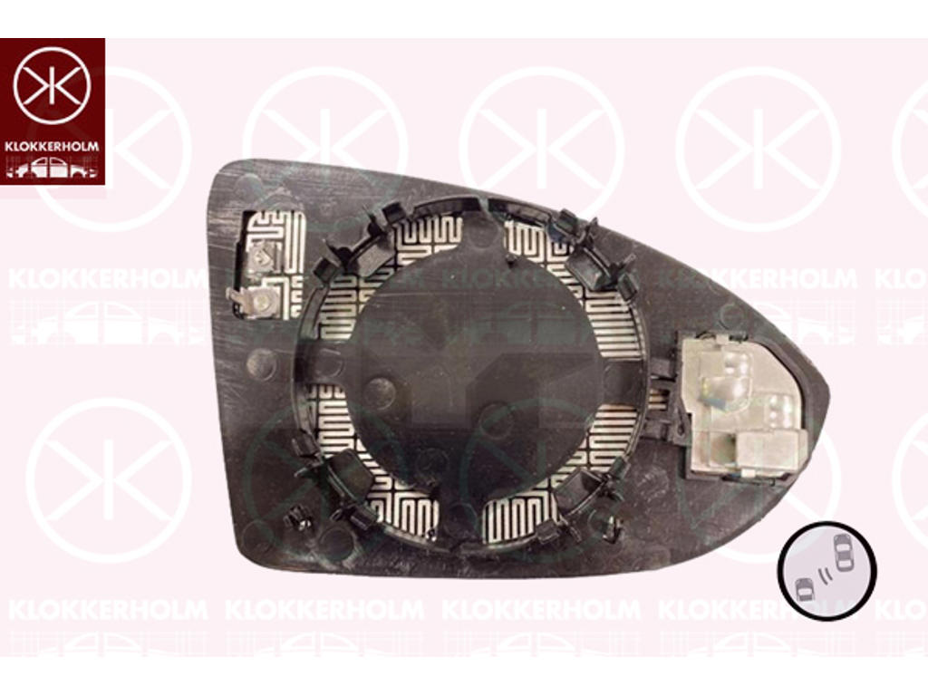Mirror Glass, exterior mirror, Right, Heatable blind spot mirror, Convex