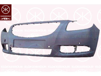 Bumper, Front, with hole(s) for park assist (parallel parking), Number of bores: 6, w/primer
