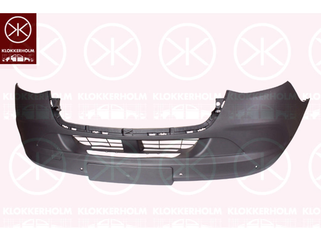 Bumper, with hole(s) for park assist (parallel parking), Front, black, Number of bores: 6