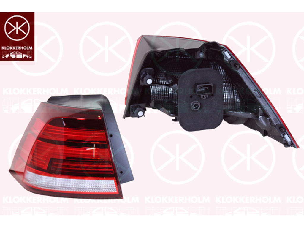 Tail Light Assembly, Left, Outer section, LED, with bulb holder, Valeo