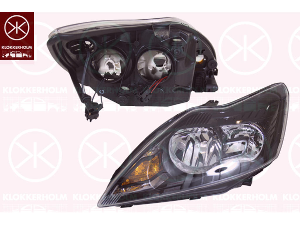 Headlight, H7/H1, with motor for headlamp levelling, Right, Illuminance [lx]: 37.5, Housing Colour: black