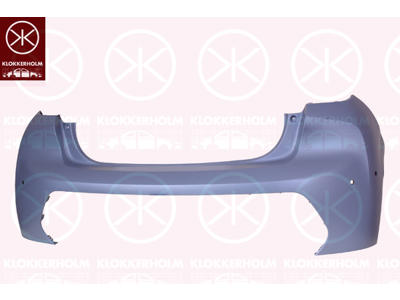 Bumper, w/primer, with hole(s) for park assist (parallel parking), Rear, Upper section, Number of bores: 4