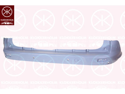 Bumper, w/primer, for vehicles with blind spot assistant, Rear, with hole(s) for park distance control