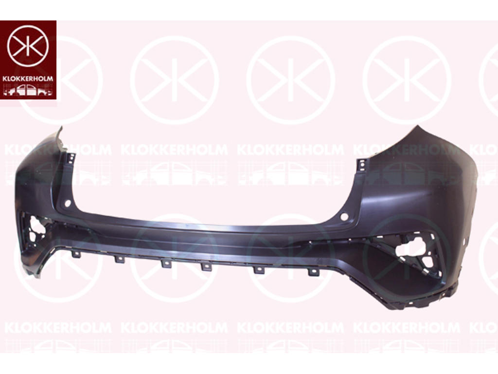 Bumper, Rear, Smooth, with hole(s) for park distance control, Upper section, Number of bores: 2