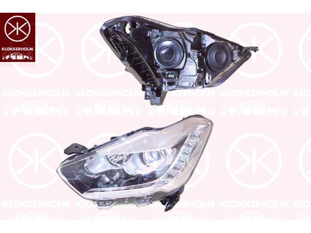 Headlight, Right, H7/H1, with daytime running light, with motor for headlamp levelling, Visteon