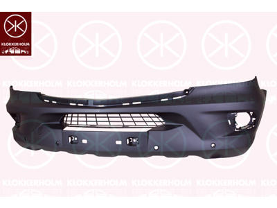 Bumper, Front, with hole(s) for fog lights, with hole(s) for park distance control, black