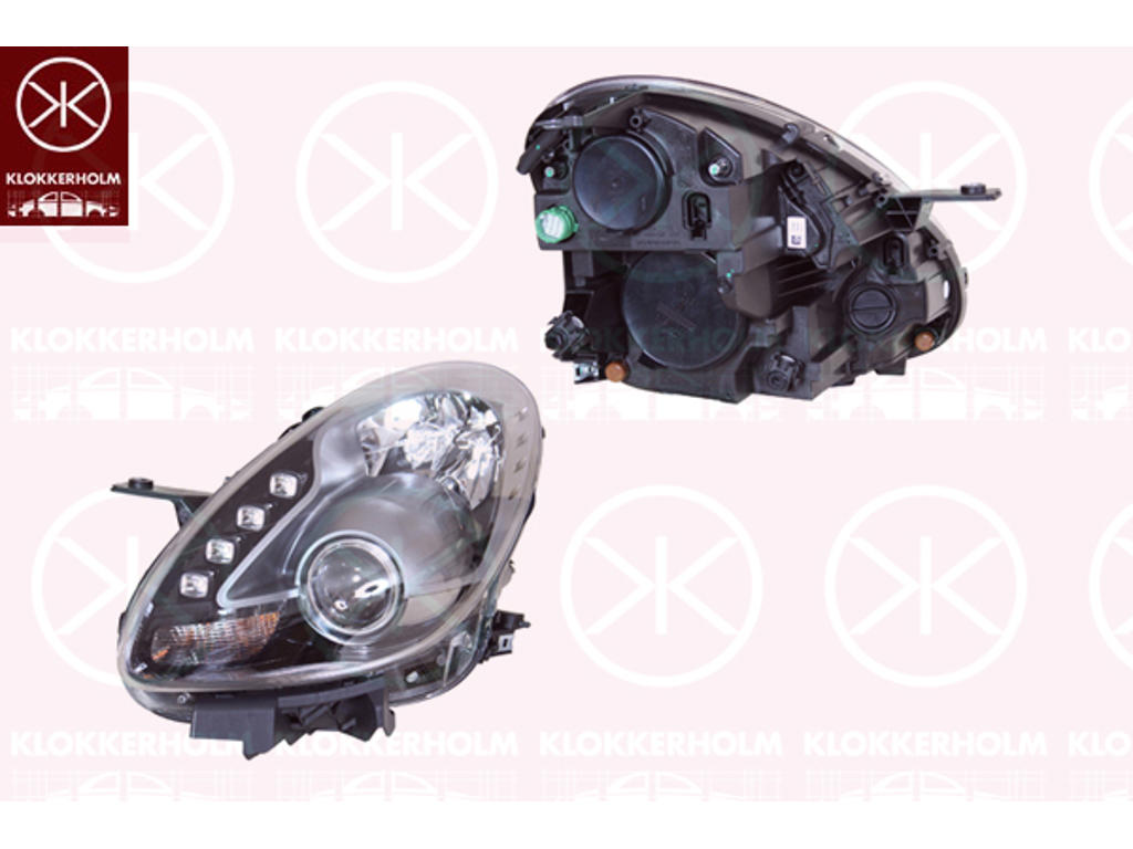 Headlight, Left, Illuminance [lx]: 20, H7/H1, Housing Colour: black, with motor for headlamp levelling, AL