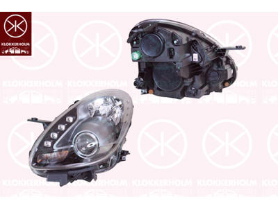 Headlight, Left, Illuminance [lx]: 20, H7/H1, Housing Colour: black, with motor for headlamp levelling, AL