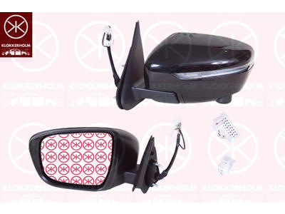 Exterior Mirror, Left, Electronically foldable, with camera, for electric mirror adjustment, Number of pins: 15, Number of pins: 2, w/primer, Heatable, Convex