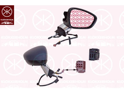 Exterior Mirror, Right, for electric mirror adjustment, Electronically foldable, Number of pins: 11, with thermo sensor, Heatable, w/primer, Convex