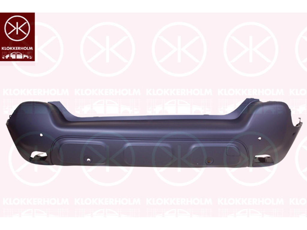 Bumper, with hole(s) for park assist (parallel parking), Rear, Grained, Number of bores: 6