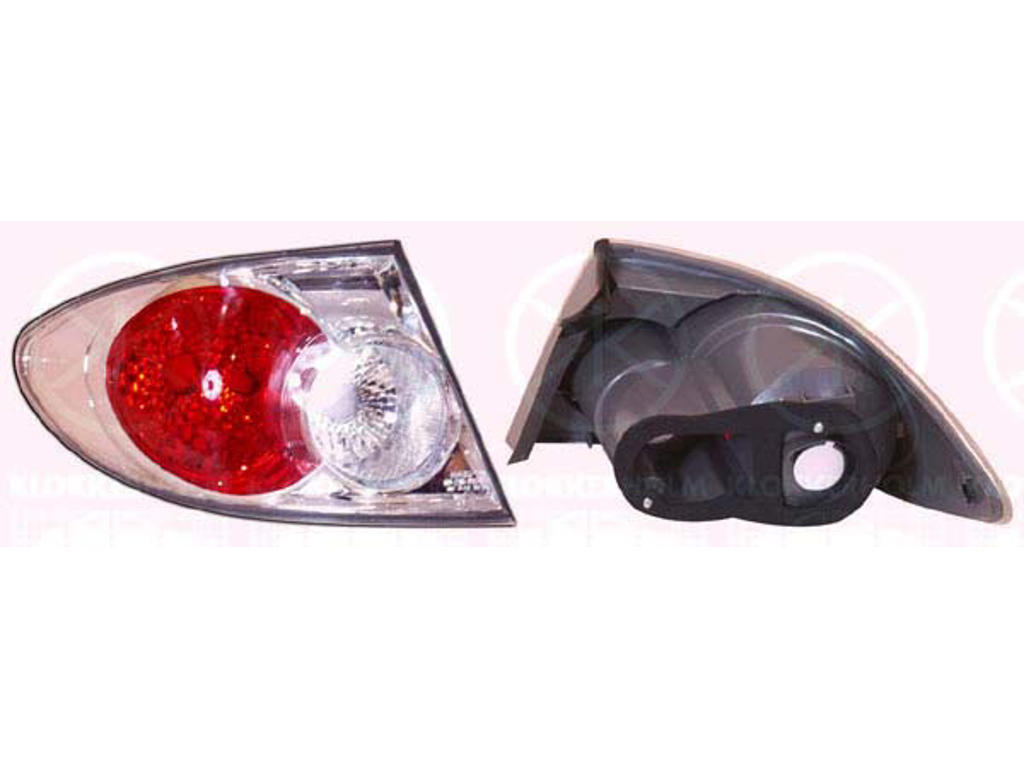 Tail Light Assembly, without bulb holder, Right, Outer section, Housing Colour: chrome