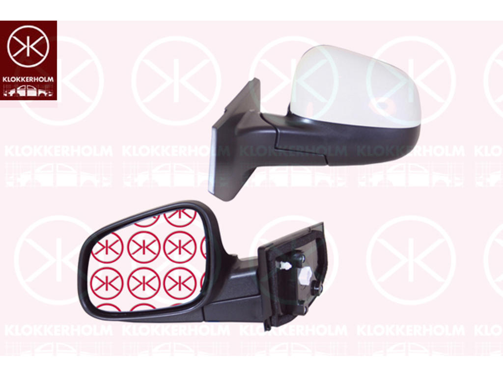 Exterior Mirror, Right, for electric mirror adjustment, w/primer, Heatable, Number of pins: 5, Convex