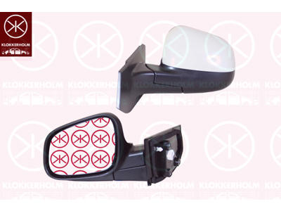 Exterior Mirror, Left, for electric mirror adjustment, w/primer, Heatable, Number of pins: 5, Convex