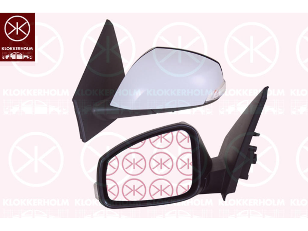 Exterior Mirror, w/primer, Electronically foldable, for electric mirror adjustment, Convex, Heatable, Right, Number of pins: 8