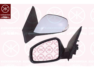 Exterior Mirror, w/primer, Electronically foldable, for electric mirror adjustment, Convex, Heatable, Right, Number of pins: 8