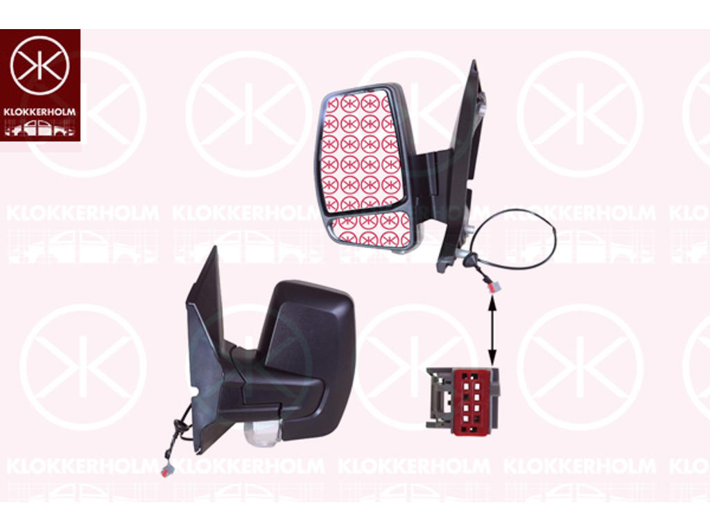 Exterior Mirror, Left, for electric mirror adjustment, Number of pins: 6, with indicator, Heatable, black, Convex