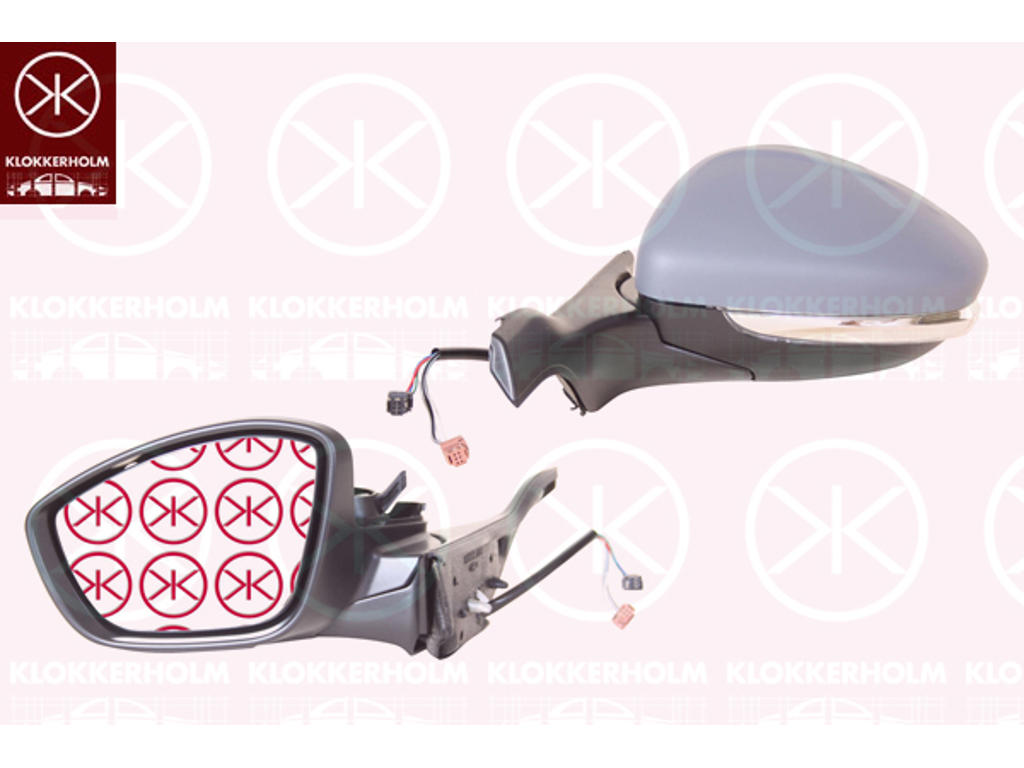Exterior Mirror, Left, for electric mirror adjustment, with indicator, Number of pins: 7, w/primer, Heatable, Convex