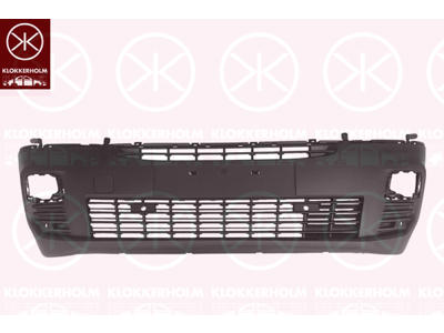 Bumper, with hole(s) for park assist (parallel parking), Front, black, Number of bores: 6