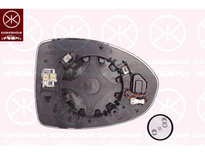 Mirror Glass, exterior mirror, for vehicles with blind spot assistant, Convex, Heatable, Left
