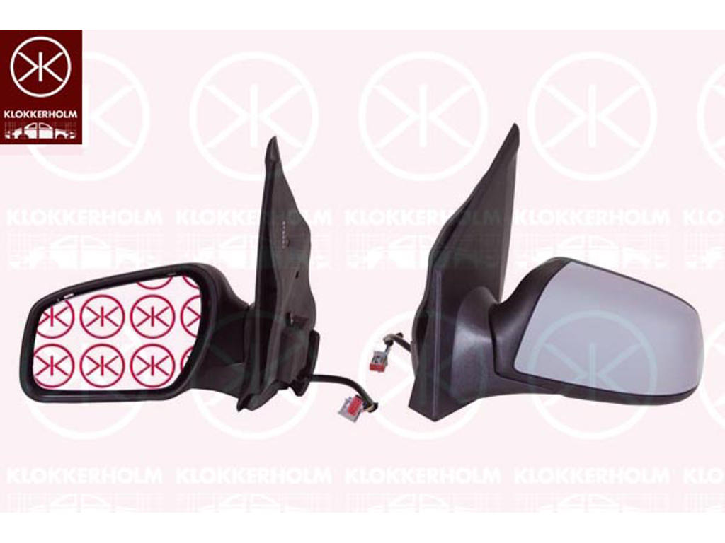 Exterior Mirror, Right, Number of pins: 5, for electric mirror adjustment, w/primer, Heatable, Convex