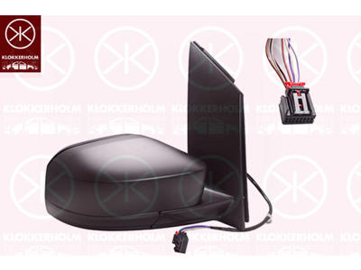 Exterior Mirror, Right, for electric mirror adjustment, Number of pins: 5, black, Heatable, Convex