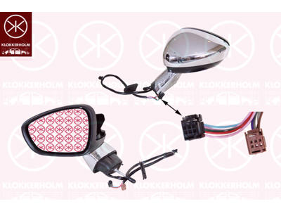 Exterior Mirror, Left, for electric mirror adjustment, Electronically foldable, Number of pins: 9, chrome, Housing Colour: chrome, Heatable, Convex
