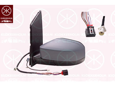 Exterior Mirror, Left, Electronically foldable, Number of pins: 7, with aerial, Heatable, Aspherical, w/primer