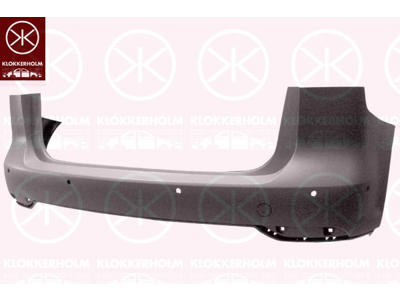 Bumper, w/primer, with hole(s) for park assist (parallel parking), Rear, Number of bores: 6