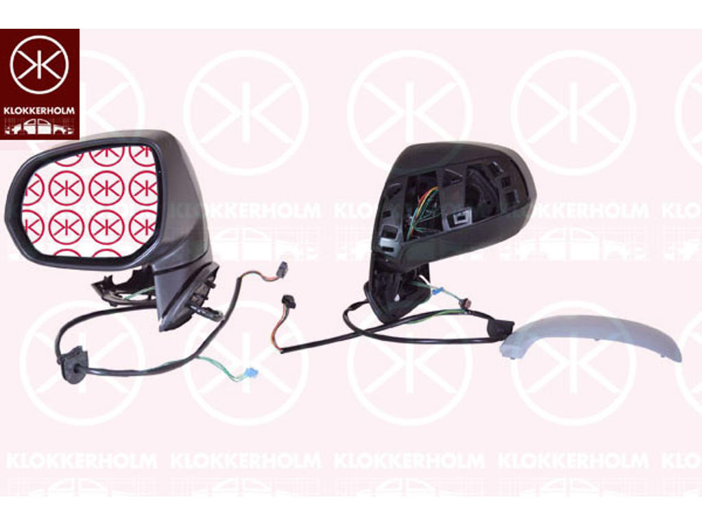 Exterior Mirror, Left, for electric mirror adjustment, Number of pins: 7, with indicator, Heatable, w/primer, Convex