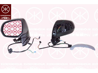 Exterior Mirror, Left, for electric mirror adjustment, Number of pins: 7, with indicator, Heatable, w/primer, Convex